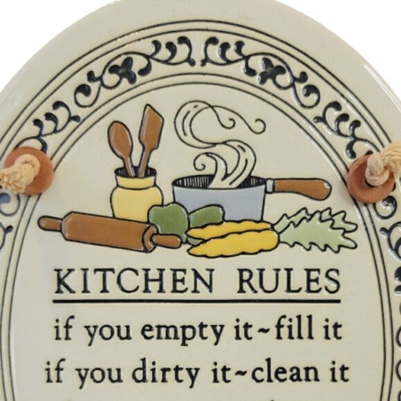 Trinity Pottery Handcrafted Kitchen Rules Hanging Plaque - Picture 3 of 5